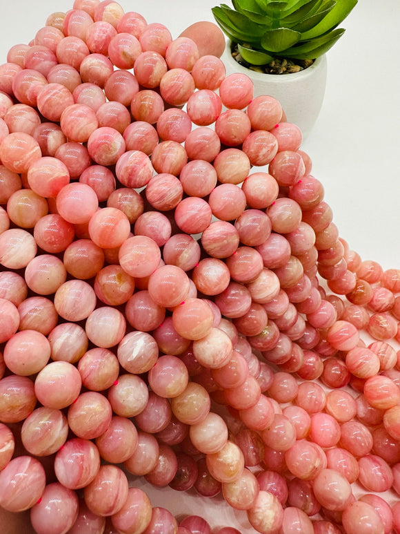 Pink Opal Round Beads - 10 mm Size - AAAA Quality - Length 40 cm - Natural Pink Opal Beads