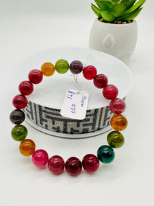 Tourmaline Bracelet 10 mm Size - Code#D7- AAA Quality  Natural Multi Tourmaline Round Bracelet - Length 7.5"