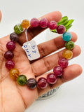 Tourmaline Bracelet 10 mm Size - Code#D8 - 4A Quality  Natural Multi Tourmaline Round Bracelet - Length 7.5"