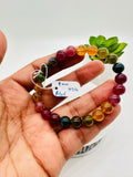 Tourmaline Bracelet 8 mm Size - Code#D12 - AAA Quality  Natural Multi Tourmaline Round Bracelet - Length 7.5"