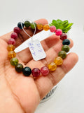 Tourmaline Bracelet 8 mm Size - Code#D14- 4A Quality  Natural Multi Tourmaline Round Bracelet - Length 7.5"