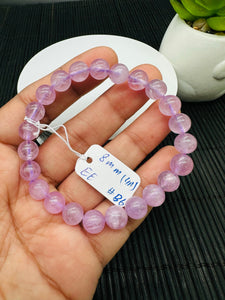 Kunzite Round Bracelet - 8 mm Size - Code B6  - 4A Quality - Natural Kunzite Bracelet