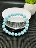 Larimar Bracelet 8 mm size Code# B3 • AAA Quality • Natural Larimar Round bracelet- Length 7.25 Inch