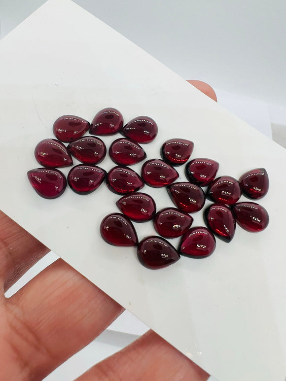 Garnet Pear 6X9 MM Cabs, Pack of 6 Pieces, Good quality Cabochons , natural red garnet , garnet cabs , Origin India