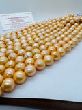 Golden Freshwater Pearl Round 10-13 mm ,cultured freshwater pearl - Golden Color AAA Quality 40cm Length, dyed pearl