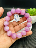 Kunzite Round Bracelet - 14 mm Size - Code B12 - 4A Quality - Natural Kunzite Bracelet - Length 7.5 Inch