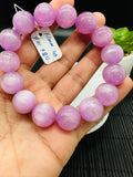 Kunzite Round Bracelet - 14 mm Size - Code B12 - 4A Quality - Natural Kunzite Bracelet - Length 7.5 Inch