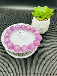 Kunzite Round Bracelet - 14 mm Size - Code B12  - 4A Quality - Natural Kunzite Bracelet - Length 7.5 Inch