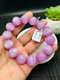 Kunzite Round Bracelet - 16 mm Size - Code B14 - 4A Quality - Natural Kunzite Bracelet - Length 7.5 Inch