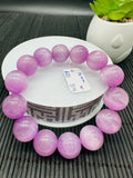 Kunzite Round Bracelet - 16 mm Size - Code B14 - 4A Quality - Natural Kunzite Bracelet - Length 7.5 Inch