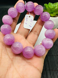 Kunzite Round Bracelet - 16 mm Size - Code B15 - 4A Quality - Natural Kunzite Bracelet - Length 7.5 Inch