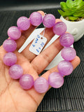 Kunzite Round Bracelet - 16 mm Size - Code B15  - 4A Quality - Natural Kunzite Bracelet - Length 7.5 Inch