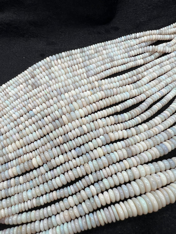 Australian Opal Roundel 4-8MM, 16 Inch Strand-  White Australian  opal Roundel shape , Graduated Necklace.