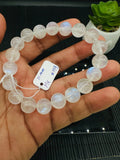 Moonstone Round  Bracelet- 11 mm Size - Code M9 -  Length 7.5 Inches - AAAA Quality - Blue Fire Beads  - Natural Moonstone Bracelet