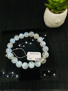 Moonstone Round  Bracelet- 10.50 mm Size - Code M6 -  Length 7.5 Inches - AAAA Quality - Blue Fire Beads  - Natural Moonstone Bracelet