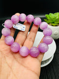 Kunzite Round Bracelet - 16 mm Size - Code B14 - 4A Quality - Natural Kunzite Bracelet - Length 7.5 Inch