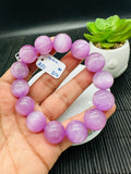 Kunzite Round Bracelet - 16 mm Size - Code B14 - 4A Quality - Natural Kunzite Bracelet - Length 7.5 Inch