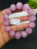 Kunzite Round Bracelet - 15.50 mm Size - Code B16 - 4A Quality - Natural Kunzite Bracelet - Length 7.5 Inch