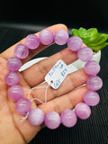 Kunzite Round Bracelet - 12.50 mm Size - Code B24  - 4A Quality - Natural Kunzite Bracelet - Length 7.5 Inch