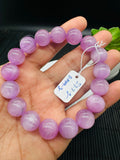 Kunzite Round Bracelet - 12.50 mm Size - Code B24  - 4A Quality - Natural Kunzite Bracelet - Length 7.5 Inch