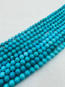 Turquoise Round 5.5-6mm size  -100 % Natural Turquoise -  Length 40 cm - Turquoise Round Beads, sleeping beauty Turquoise, Origin Arizona