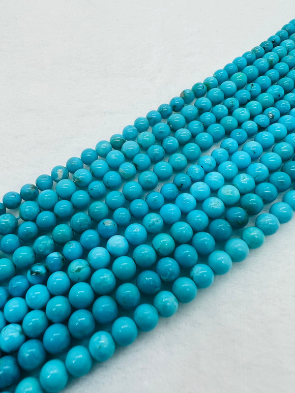 Turquoise Round 5.5-6mm size  -100 % Natural Turquoise -  Length 40 cm - Turquoise Round Beads, sleeping beauty Turquoise, Origin Arizona