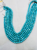 Turquoise Round 8mm size -100 % Natural Turquoise - length 7.5'', Half strand, sleeping beauty Turquoise, Origin Arizona