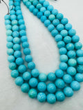 Turquoise Round 12mm size -100 % Natural Turquoise - Length 20 cm - half strand Beads, sleeping beauty Turquoise, Origin Arizona