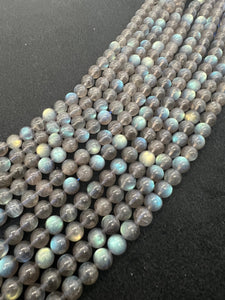 8MM Labradorite Round beads, Perfect round , top quality with blue and yellow Fire 15.5"