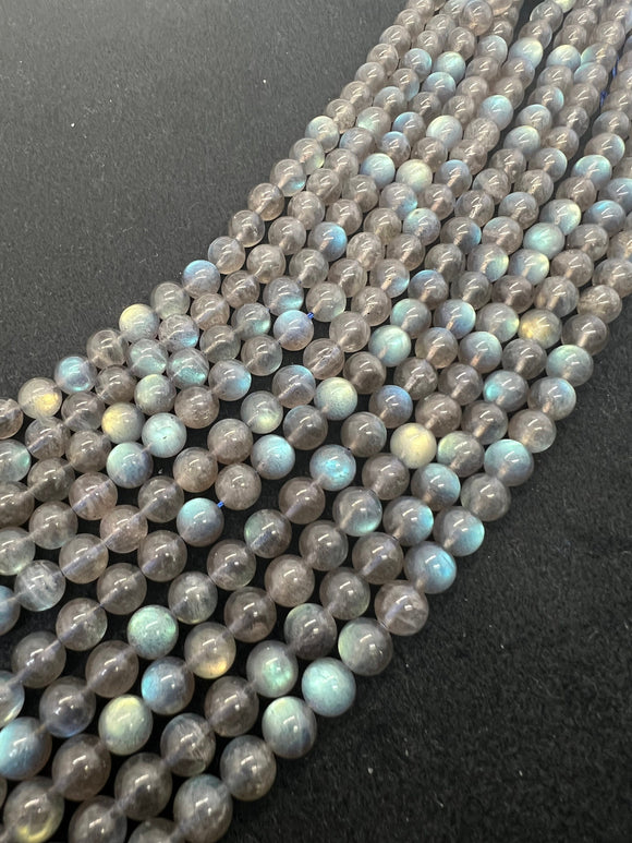 8MM Labradorite Round beads, Perfect round , top quality with blue and yellow Fire 15.5