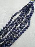 Lapis Lazuli 10mm faceted coin Shape, Lapis Lazuli faceted Briolette  . Length 10 Inch, origin Afghanistan, Lapis with pyrite