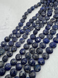 Lapis Lazuli 10mm faceted coin Shape, Lapis Lazuli faceted Briolette . Length 10 Inch, origin Afghanistan, Lapis with pyrite