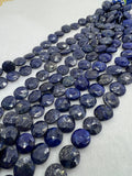 Lapis Lazuli 12mm faceted coin Shape, Lapis Lazuli faceted Briolette . Length 10 Inch, origin Afghanistan, Lapis with pyrite