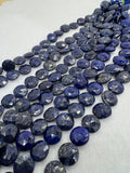 Lapis Lazuli 12mm faceted coin Shape, Lapis Lazuli faceted Briolette  . Length 10 Inch, origin Afghanistan, Lapis with pyrite