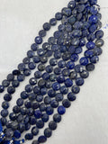 Lapis Lazuli 12mm faceted coin Shape, Lapis Lazuli faceted Briolette . Length 10 Inch, origin Afghanistan, Lapis with pyrite
