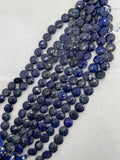 Lapis Lazuli 12mm faceted coin Shape, Lapis Lazuli faceted Briolette  . Length 10 Inch, origin Afghanistan, Lapis with pyrite