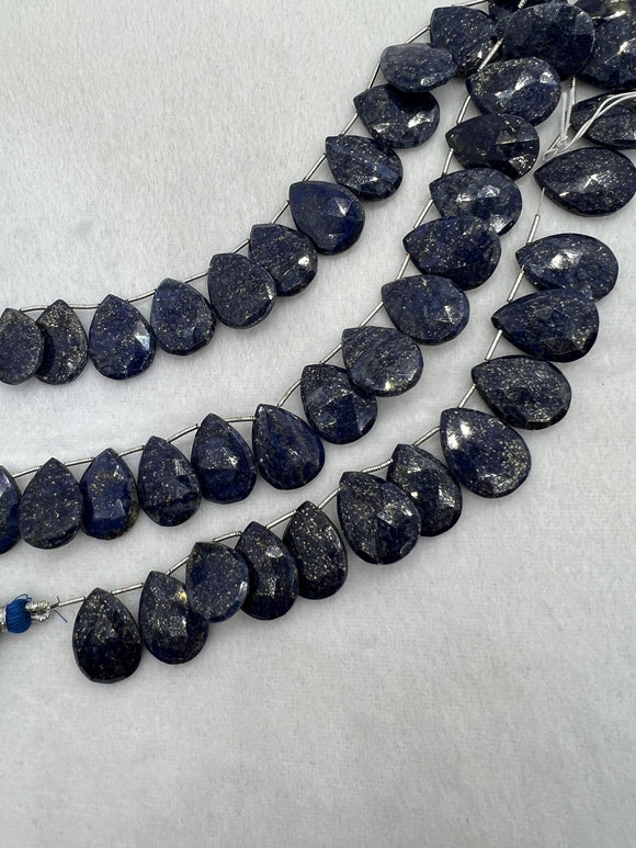 Lapis Lazuli 14X18 MM faceted pear shape, Lapis Lazuli faceted Briolette  . Length 10 Inch, origin Afghanistan.