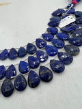 Lapis Lazuli 14X19 MM faceted pear shape, Lapis Lazuli faceted Briolette . Length 10 Inch, origin Afghanistan. AAA quality