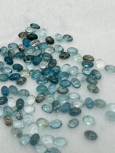 Aquamarine 4X6MM Oval Cabs- Aquamarine cabochon Pack of 6 Pcs Good Quality cabs- Blue Aquamarine, origin Nigeria