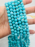 Turquoise Round 8mm size  -100 % Natural Turquoise -  length 7.5'', Half strand, sleeping beauty Turquoise, Origin Arizona