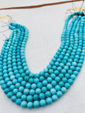 Turquoise Round 8mm size  -100 % Natural Turquoise -  length 7.5'', Half strand, sleeping beauty Turquoise, Origin Arizona