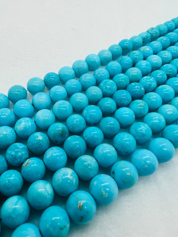 Turquoise Round 10mm size  -100 % Natural Turquoise -  Length 20 cm - half strand Beads, sleeping beauty Turquoise, Origin Arizona