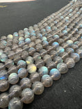 8MM Labradorite Round beads, Perfect round , top quality with blue and yellow Fire 15.5"