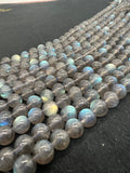 8MM Labradorite Round beads, Perfect round , top quality with blue and yellow Fire 15.5"