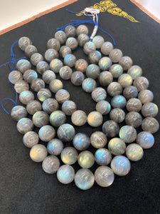 Labradorite Round 20 MM beads, good Quality and perfect round shape . lots of Yellow and Blue Flash -AAA Grade