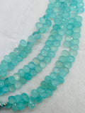 Chalcedony 8X11MM Faceted Pear shape, Peru chalcedony Pear shape, Aqua color chalcedony.length 10"