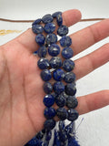 Lapis Lazuli 10mm faceted coin Shape, Lapis Lazuli faceted Briolette . Length 10 Inch, origin Afghanistan, Lapis with pyrite