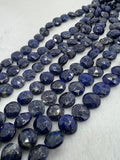 Lapis Lazuli 10mm faceted coin Shape, Lapis Lazuli faceted Briolette  . Length 10 Inch, origin Afghanistan, Lapis with pyrite