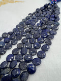 Lapis Lazuli 14mm faceted coin Shape, Lapis Lazuli faceted Briolette . Length 10 Inch, origin Afghanistan, Lapis with pyrite