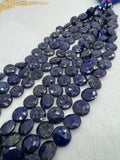 Lapis Lazuli 14mm faceted coin Shape, Lapis Lazuli faceted Briolette  . Length 10 Inch, origin Afghanistan, Lapis with pyrite